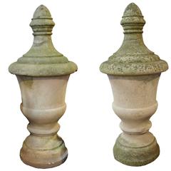 Pair of Carved Limestone Finials