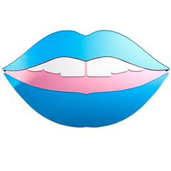 Blue Lip Mirror by Bride & Wolfe in Perspex with Wood Backing