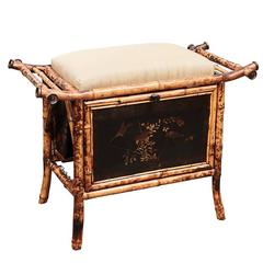 Victorian Bamboo Bench with Lacquered Panels