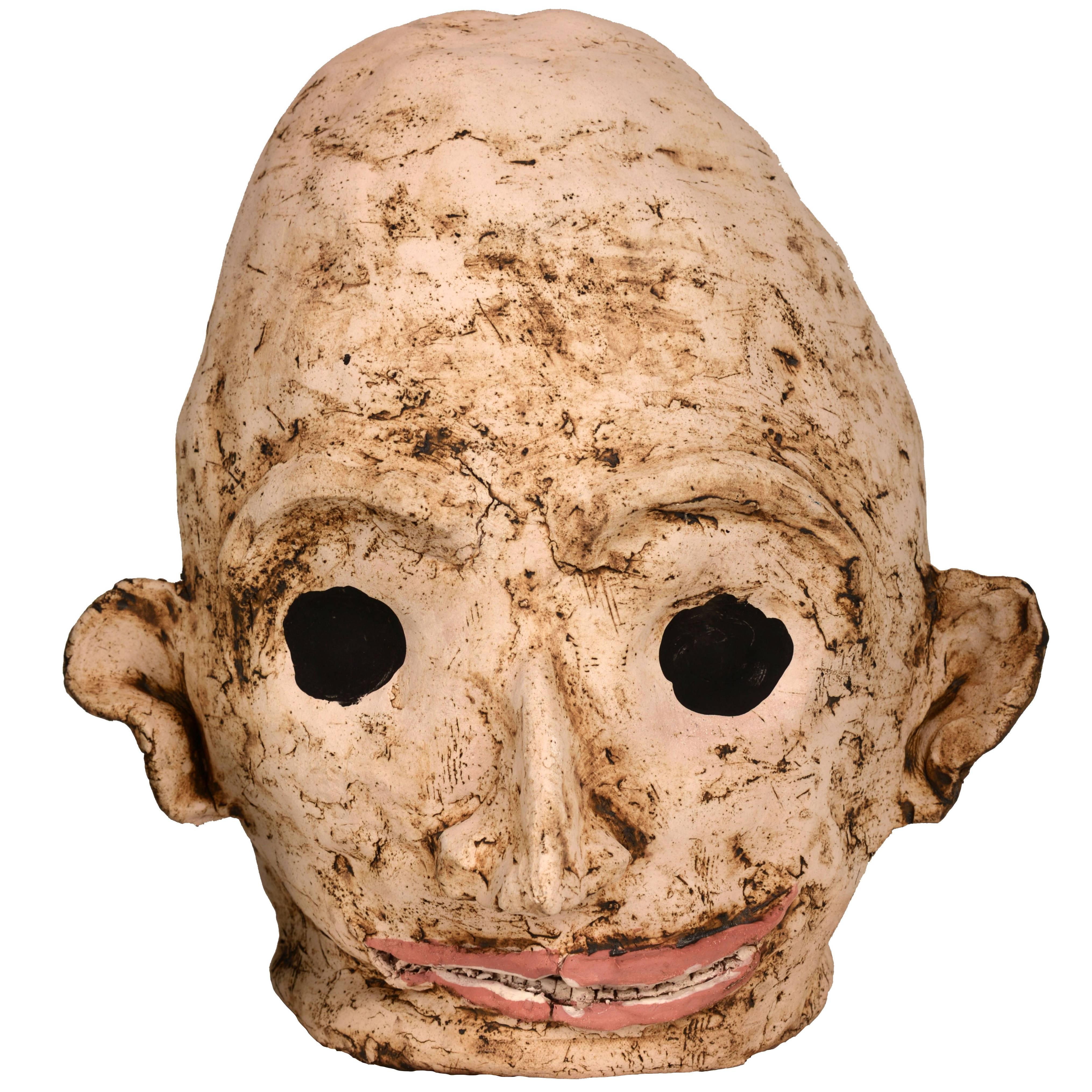 Large Ceramic Alien Head in Flesh Tones For Sale