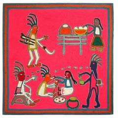 Alte mexikanische Garnmalerei von den Huichol-Indianern
