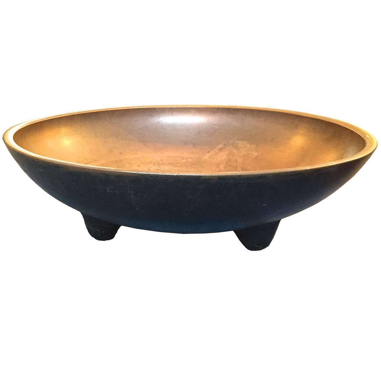 Monumental Asian Footed Bronze Watering Bowl Ikebana Centerpiece