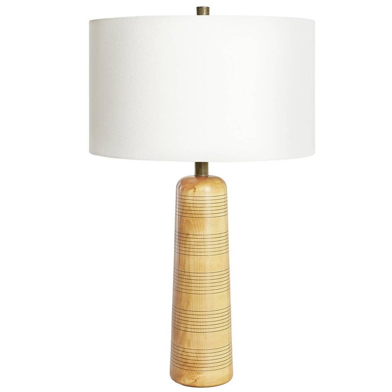 Turned Maple and Olive Green-Dyed Ash Table Lamp, Delhi III For Sale