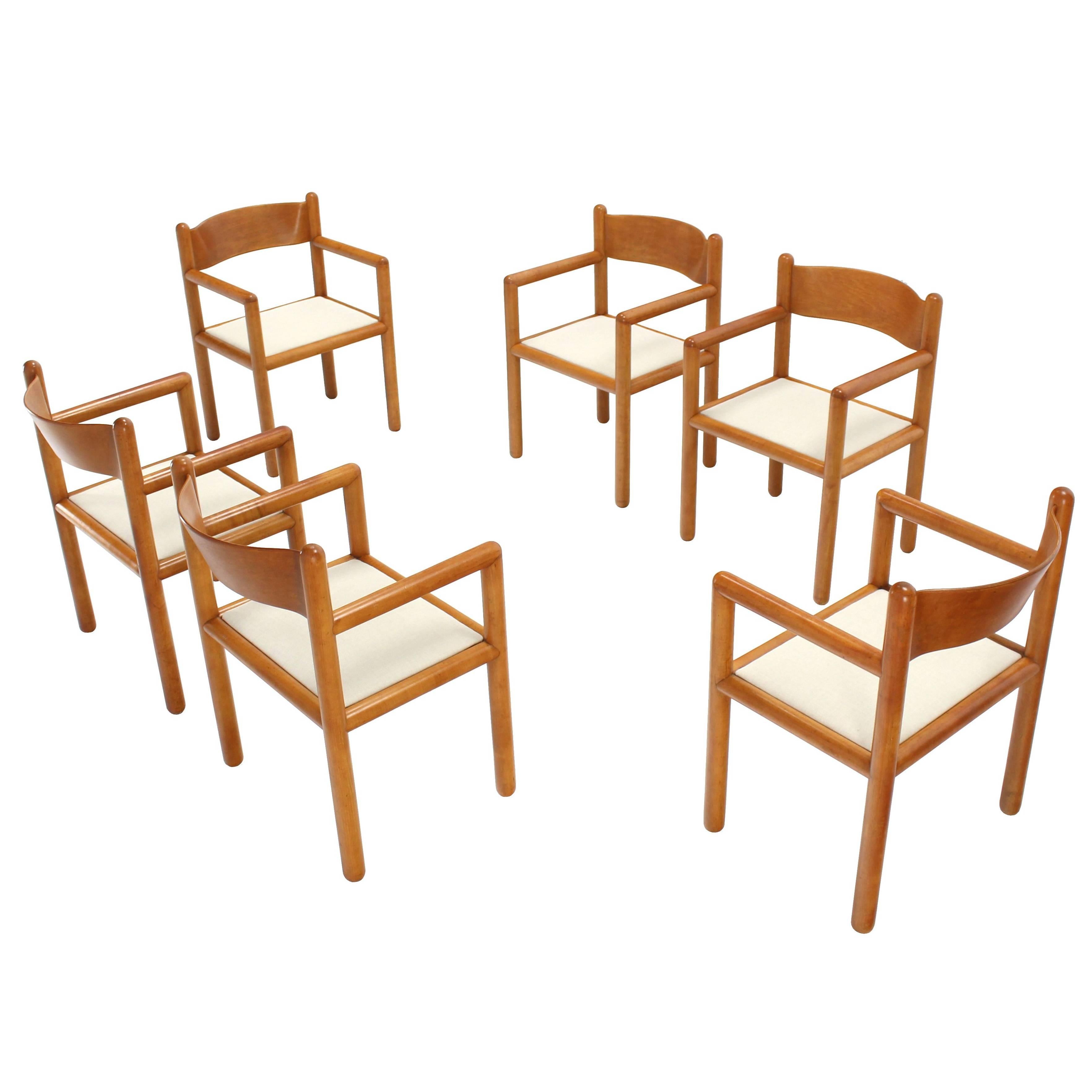 Set of Six Mid Century Modern Chairs with Sculpted Plywood Back For Sale