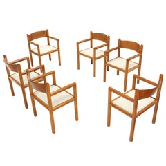 Set of Six Mid Century Modern Chairs with Sculpted Plywood Back