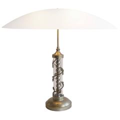 1940s Hollywood Regency Table Lamp with Oval Glass Shade