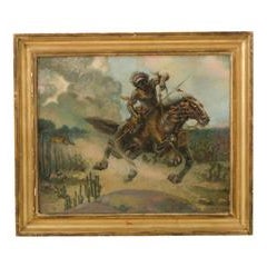 Large Original Oil Painting Hunter on Horseback, circa 1885 8