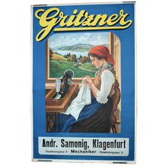 Stone Lithograph: Gritzner Sewing Machines, circa 1920