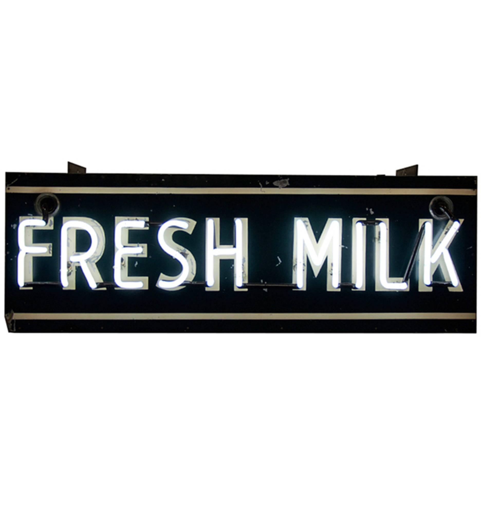 Double-Sided Neon Fresh Milk Sign, circa 1940s