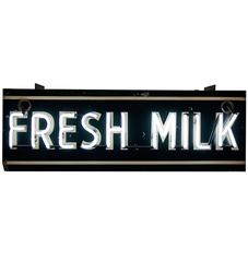 Vintage Double-Sided Neon Fresh Milk Sign, circa 1940s