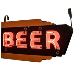 Vintage Double-Sided Orange and Black Neon Beer Sign, circa 1940s