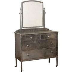 Antique Steel Sheraton-Style Simmons Dresser with Mirror, circa 1928