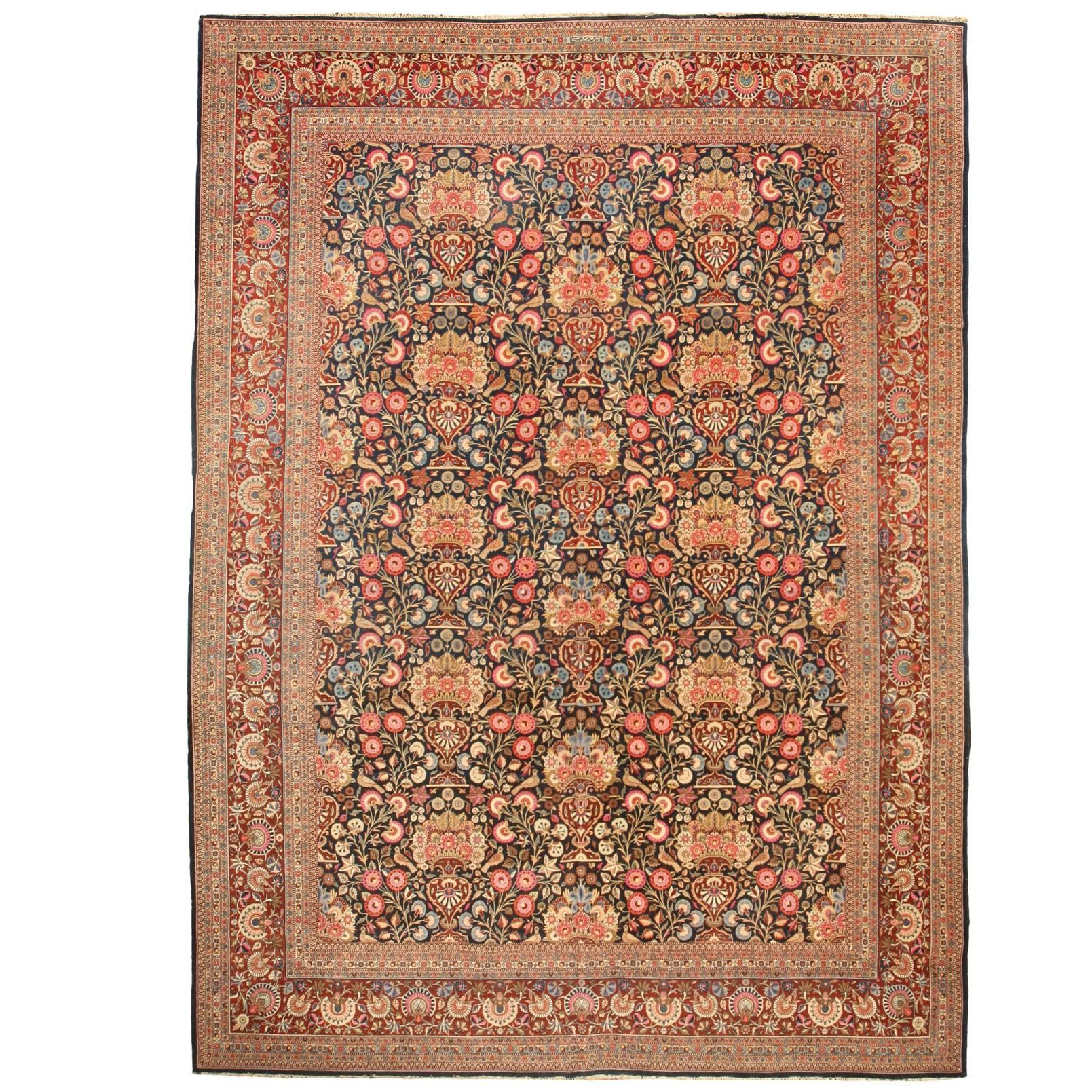 Exceptional Antique Persian Dabir Kashan Carpet 'Signed Dabir L Sanaye' For Sale