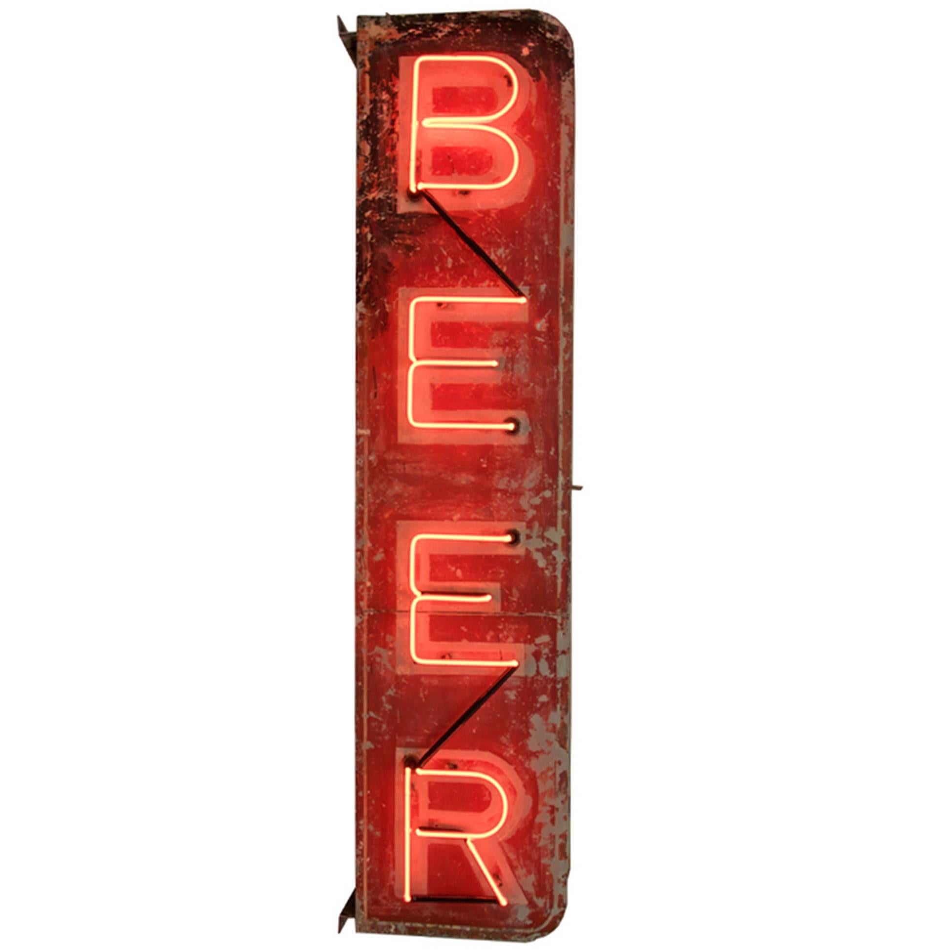 Double-Sided Vertical Beer Sign, circa 1935 For Sale