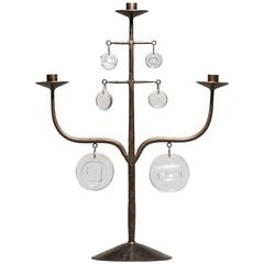 Mid-Century Swedish Two-Arm Iron Candelabra by Erik Holland for Boda