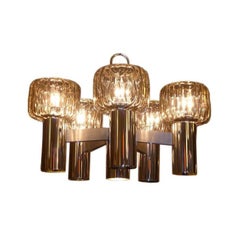 Exciting Five Globe Nickel Lightolier Chandelier