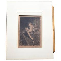 Bookplate Sketch Signed by Artist Anders Zorn