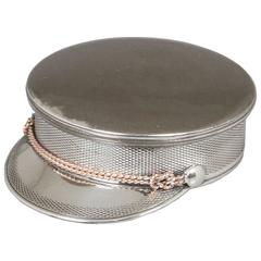 Silver Plate Military Hat Pill or Ring Box