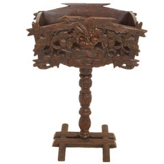 Antique Swiss Chalet Carved Pedestal Planter Box, circa 1910