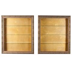 Wall-Mounted Giltwood Vitrines, Pair