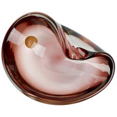 1950s Mid-Century Salviati & Co Murano Violet Pink Sea Shell Shaped Glass Bowl