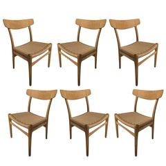 Set of Six Original Hans J Wegner Oak CH23 Chairs, Fully Restored