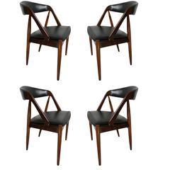 Fully restored set of 4 Rosewood Kai Kristiansen Dining Chairs.