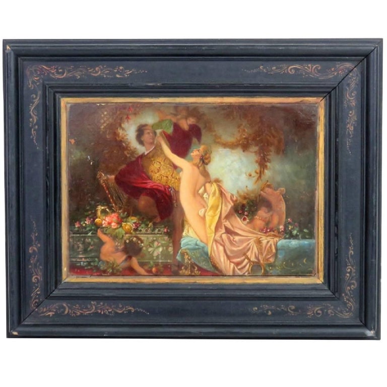Antique Oil Painting Tannhauser & Venus For Sale