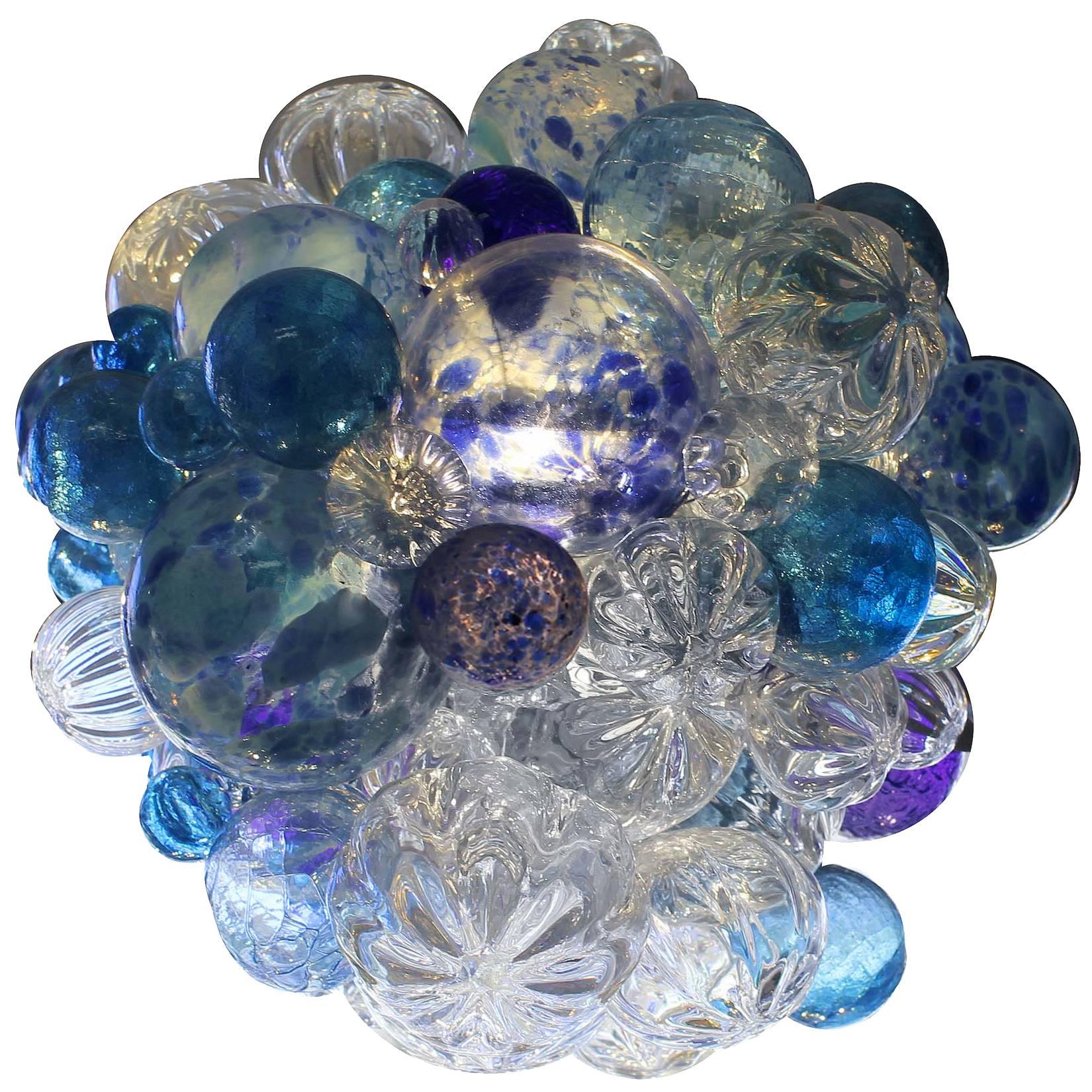 Small Custom Bubble Glass Chandelier  For Sale