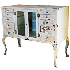 Medical Cabinet Vintage Industrial Glass Steel Metal Doctors Storage Distressed 7