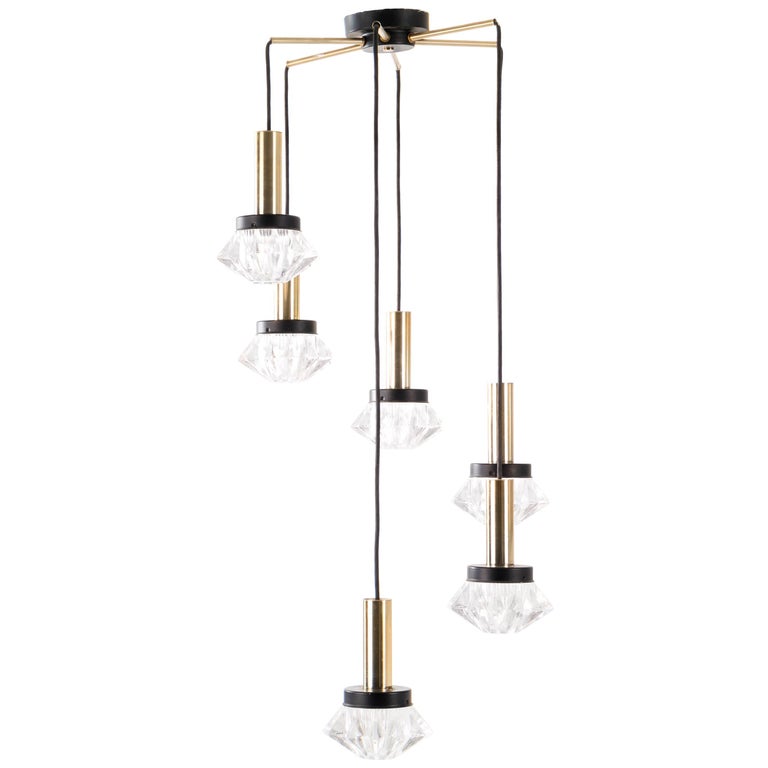 Six Hanging Torch Chandelier For Sale