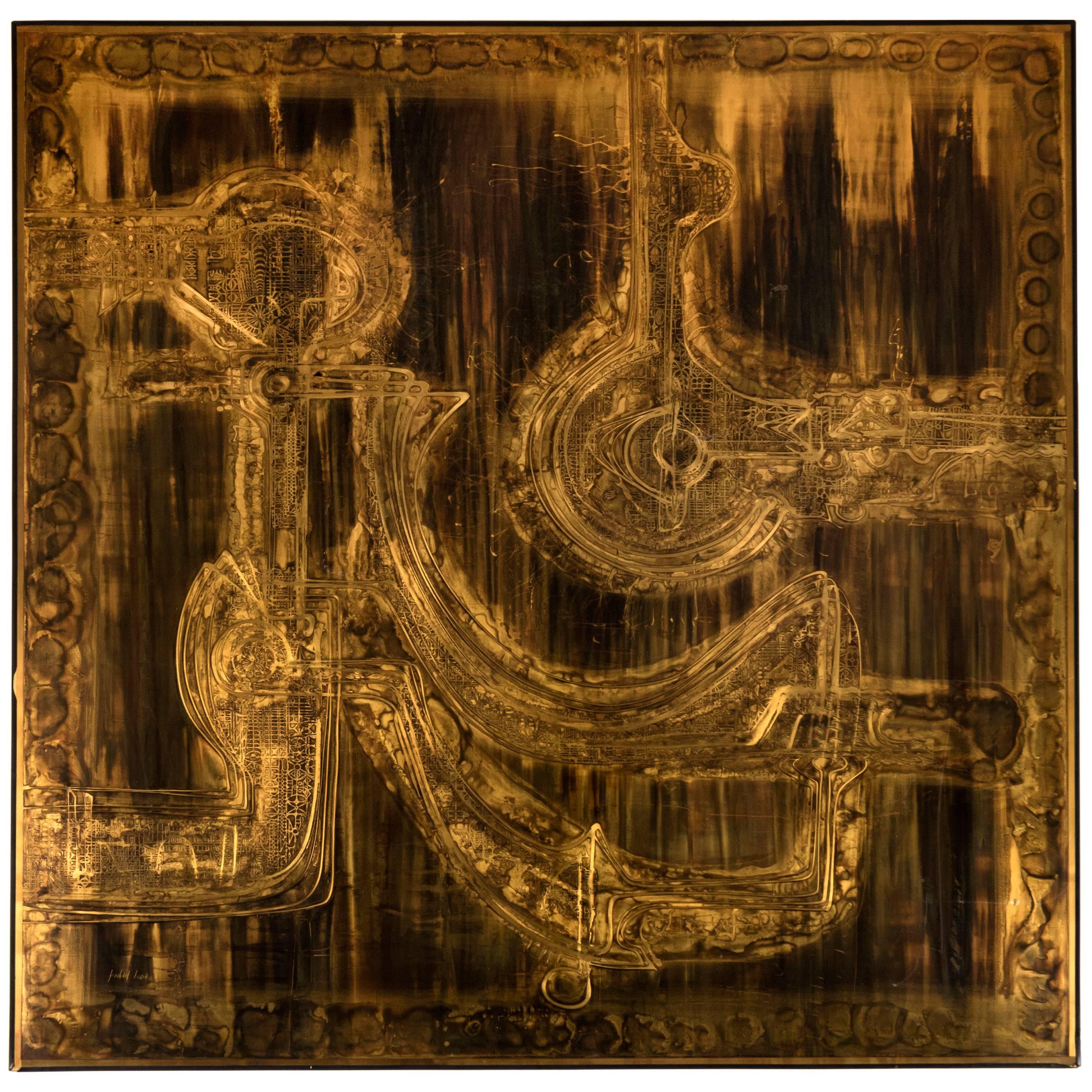 Bernhard Rohne Acid Etched Wall Sculpture