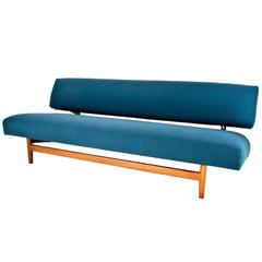 Used 1960s Dutch Rob Parry Teak Wooden Sleeper Sofa, New Upholstered