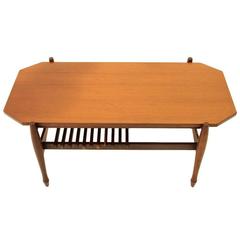 Italian Teak Coffee Table with Newspaper Compartment, 1960s