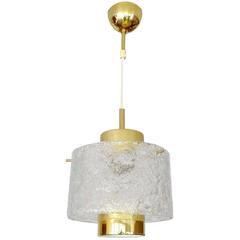 Hillebrand Murano Glass Chandelier, Brass Pendant Light, 1960s Modernist Design 8