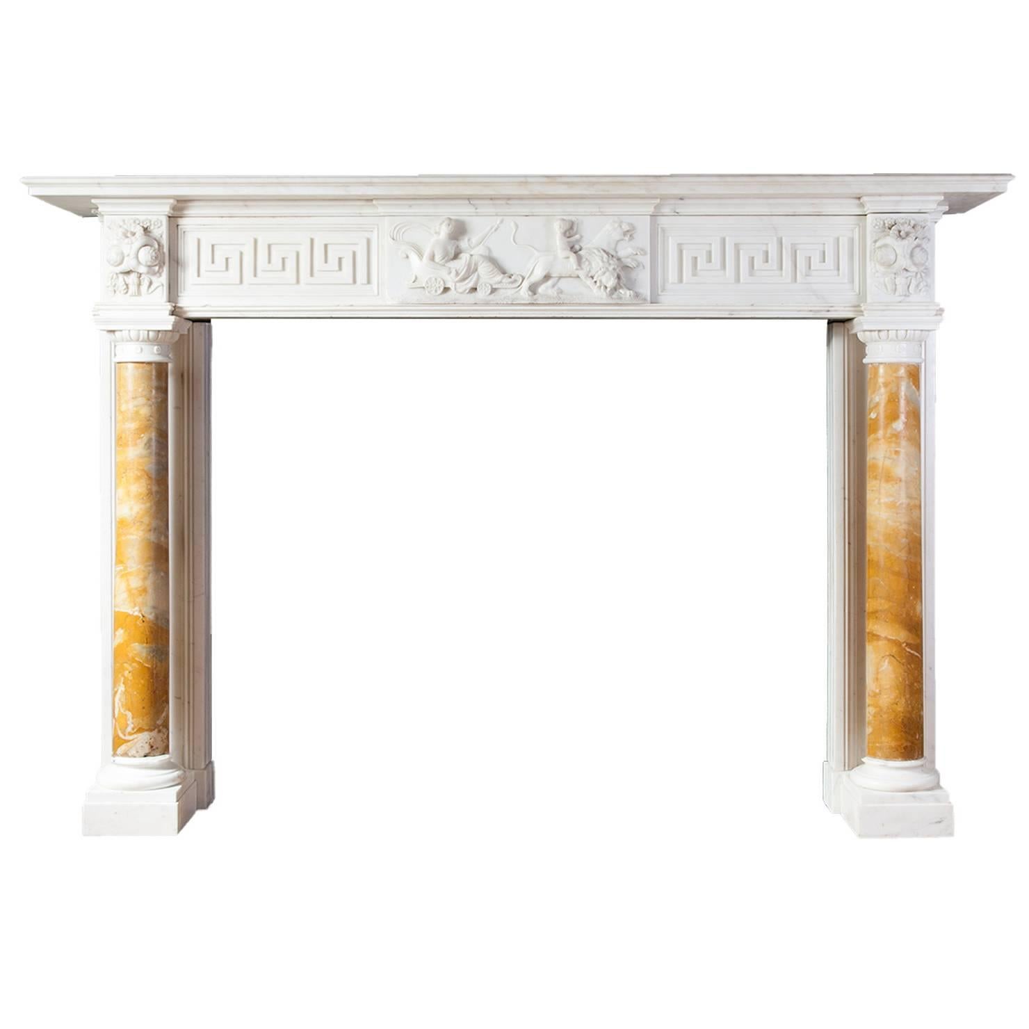 Antique Regency Statuary Marble Fireplace For Sale