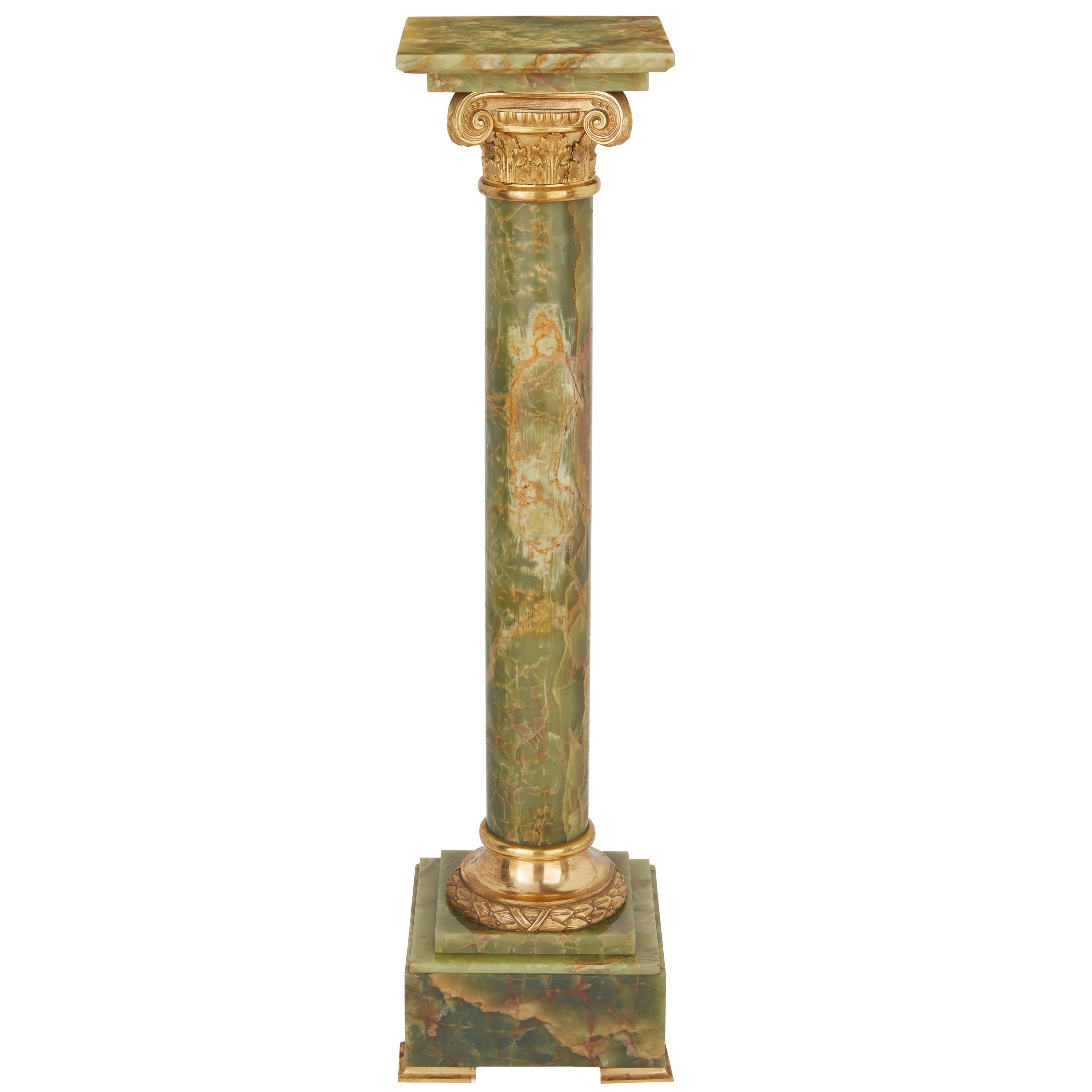 Ormolu Mounted Green Onyx Pedestal at 1stDibs onyx pedestals