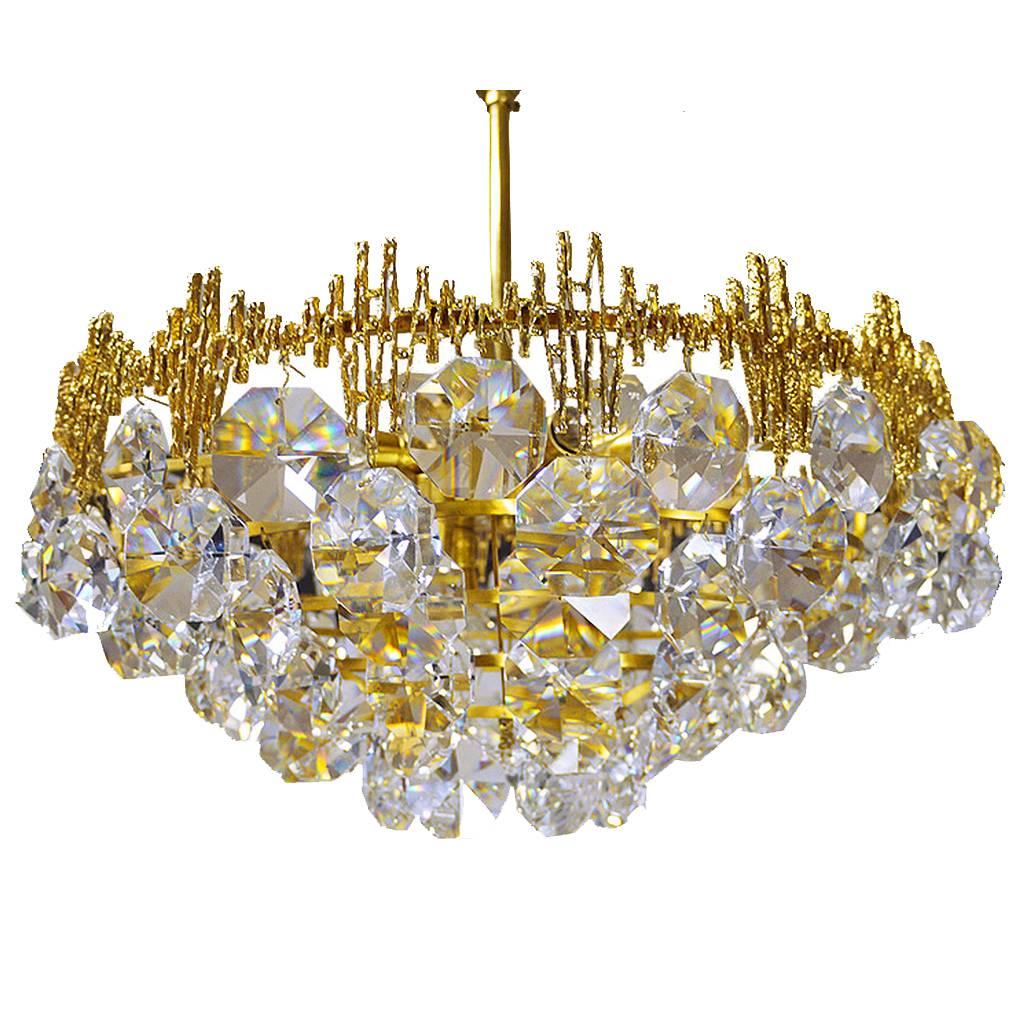 Crystal Gilt Chandelier by Palwa, Germany 1960s