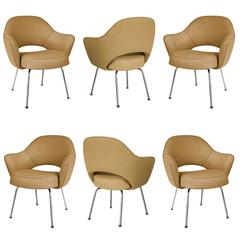 Saarinen for Knoll Executive Arm Chairs in Gold Woven-Microfiber, Set of Six 11