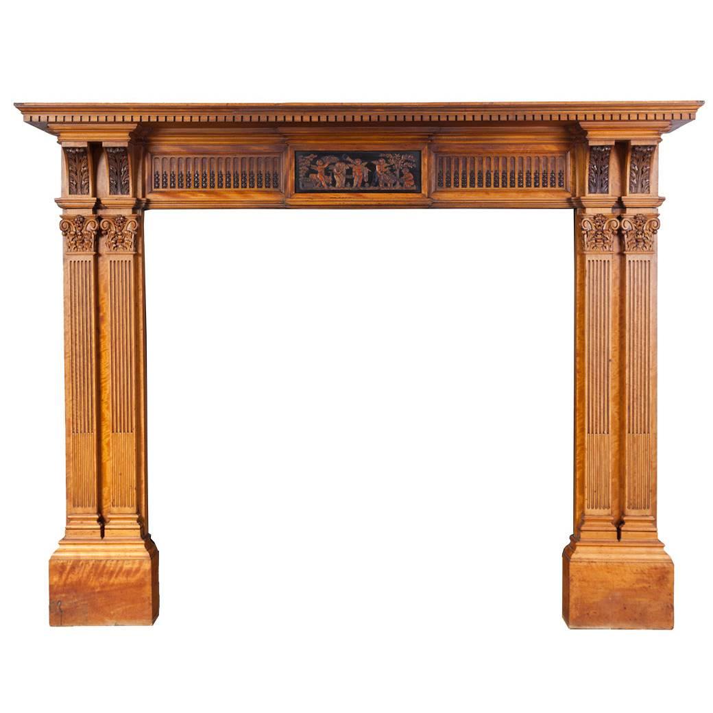 Antique Satinwood Mantelpiece For Sale