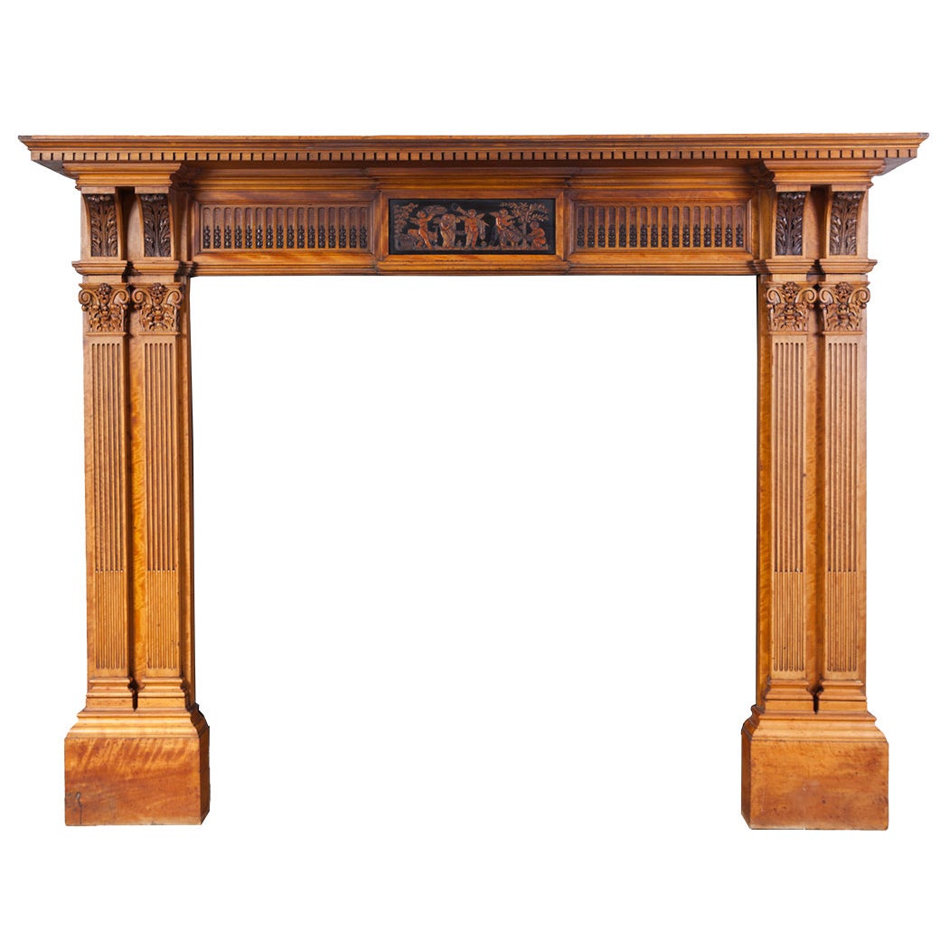 Carved Wooden Antique Mantelpiece For Sale at 1stDibs
