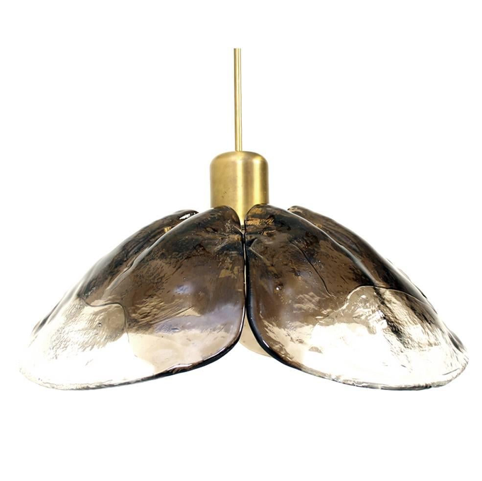 1 of 2 Large Murano Ice Glass and Brass Chandelier by Kalmar 1 of 2 Large Murano Ice Glass and Brass Chandelier by Kalmar