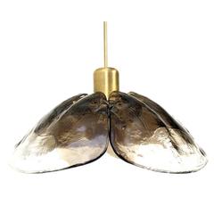 Large 1960s Austrian Kalmar Murano Glass and Brass Leaf Chandelier, Pendant Lamp 3