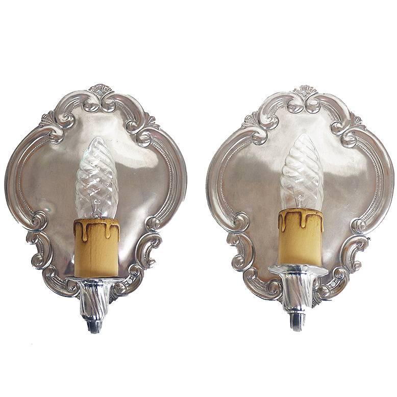 Pair of Vintage Pewter Wall Sconces by August Weygang, Germany, circa 1900 For Sale