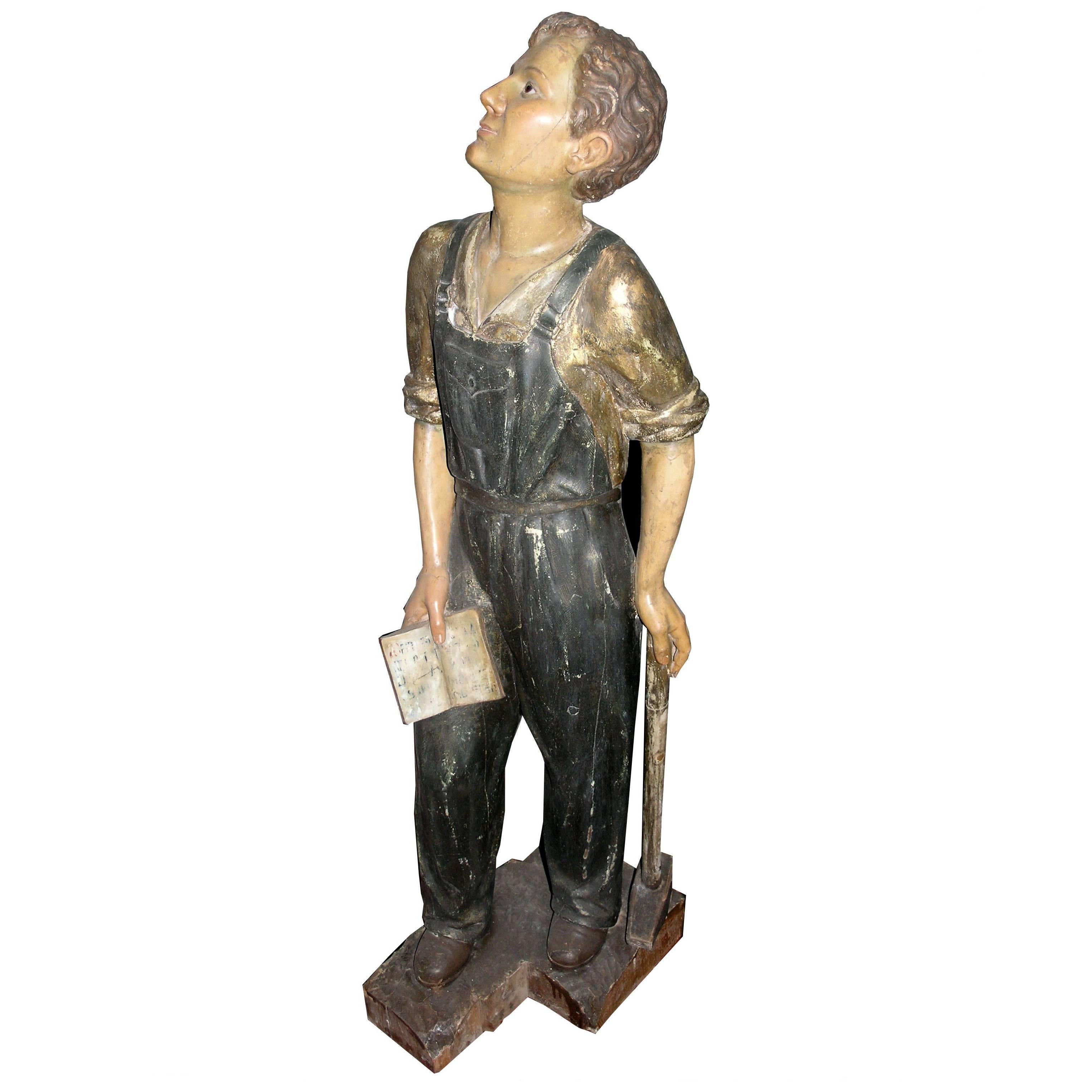 Antique Lacquered Statue 