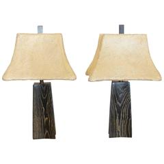 Cerused Oak Table Lamps by James Mont 2
