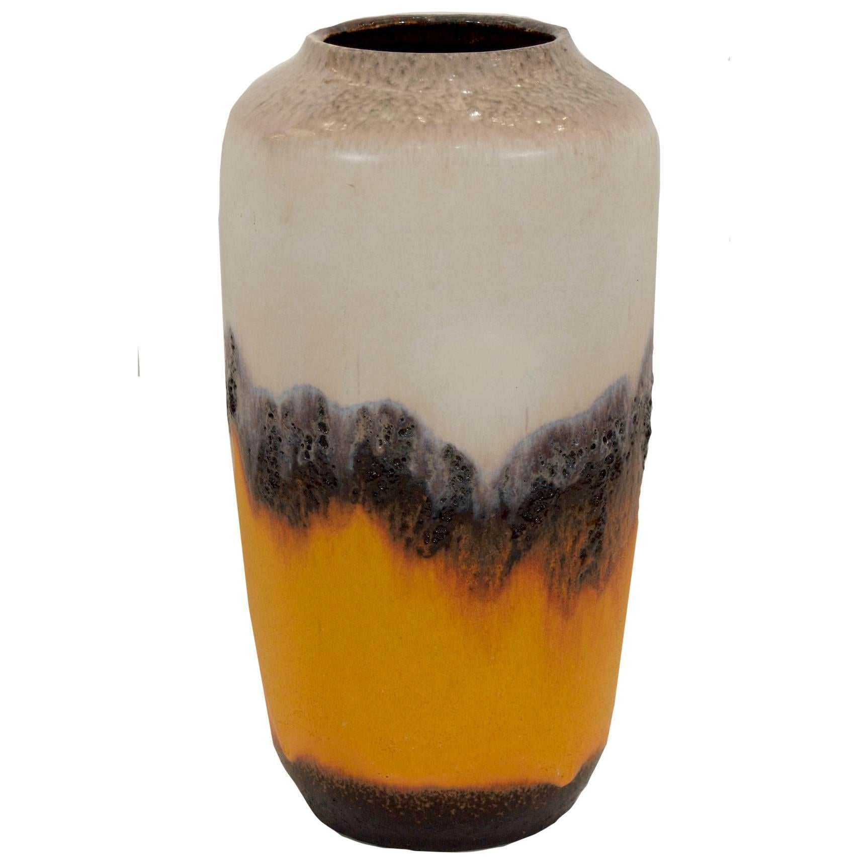 Dramatic Scheurich Vase in Opalescent and Lava Tones
