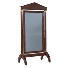 Vintage Empire Style Mahogany Cheval Mirror