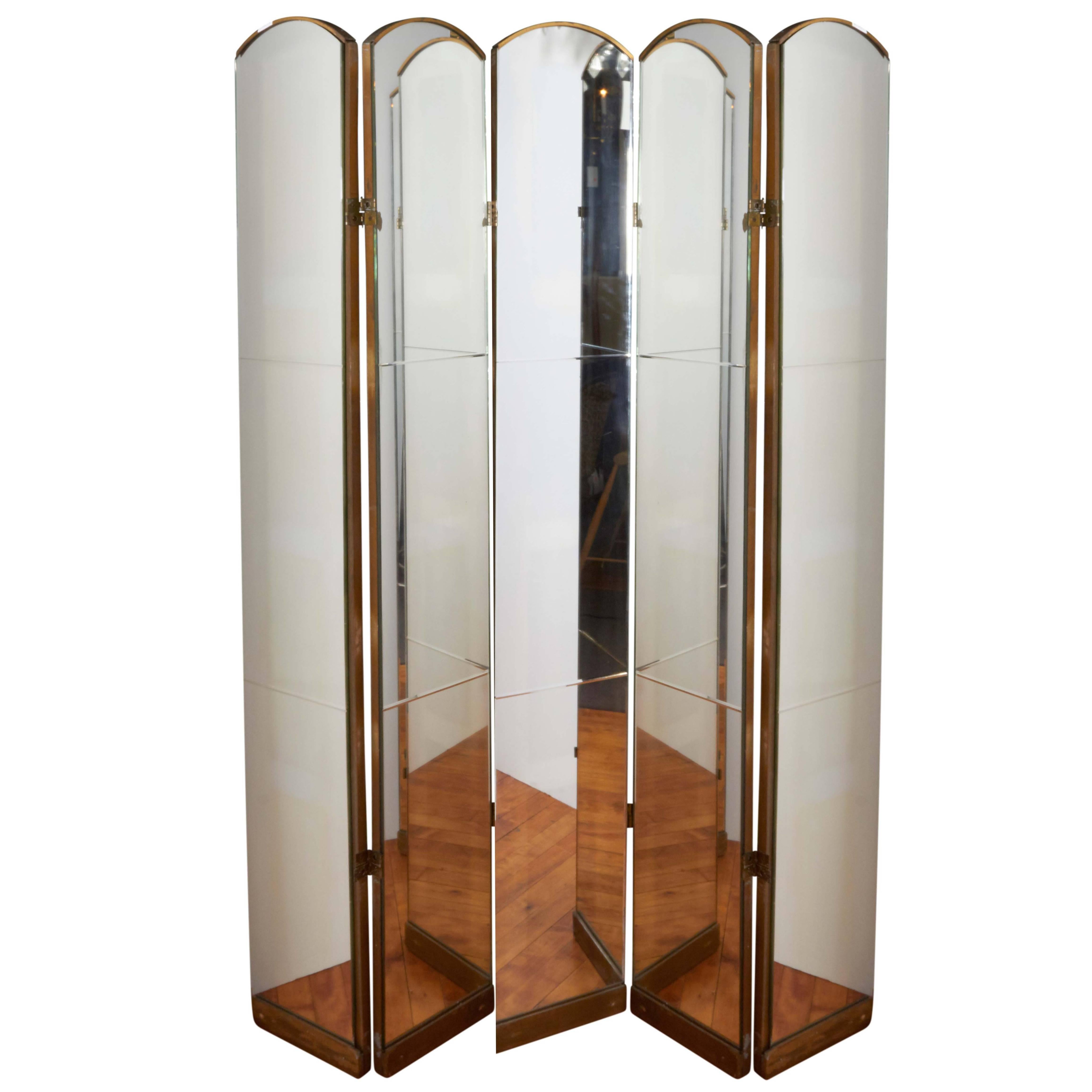 Pair of Arched Five-Panel Room Dividers
