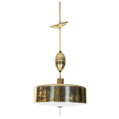 Adjustable Drum Pendant Light in Perforated Brass